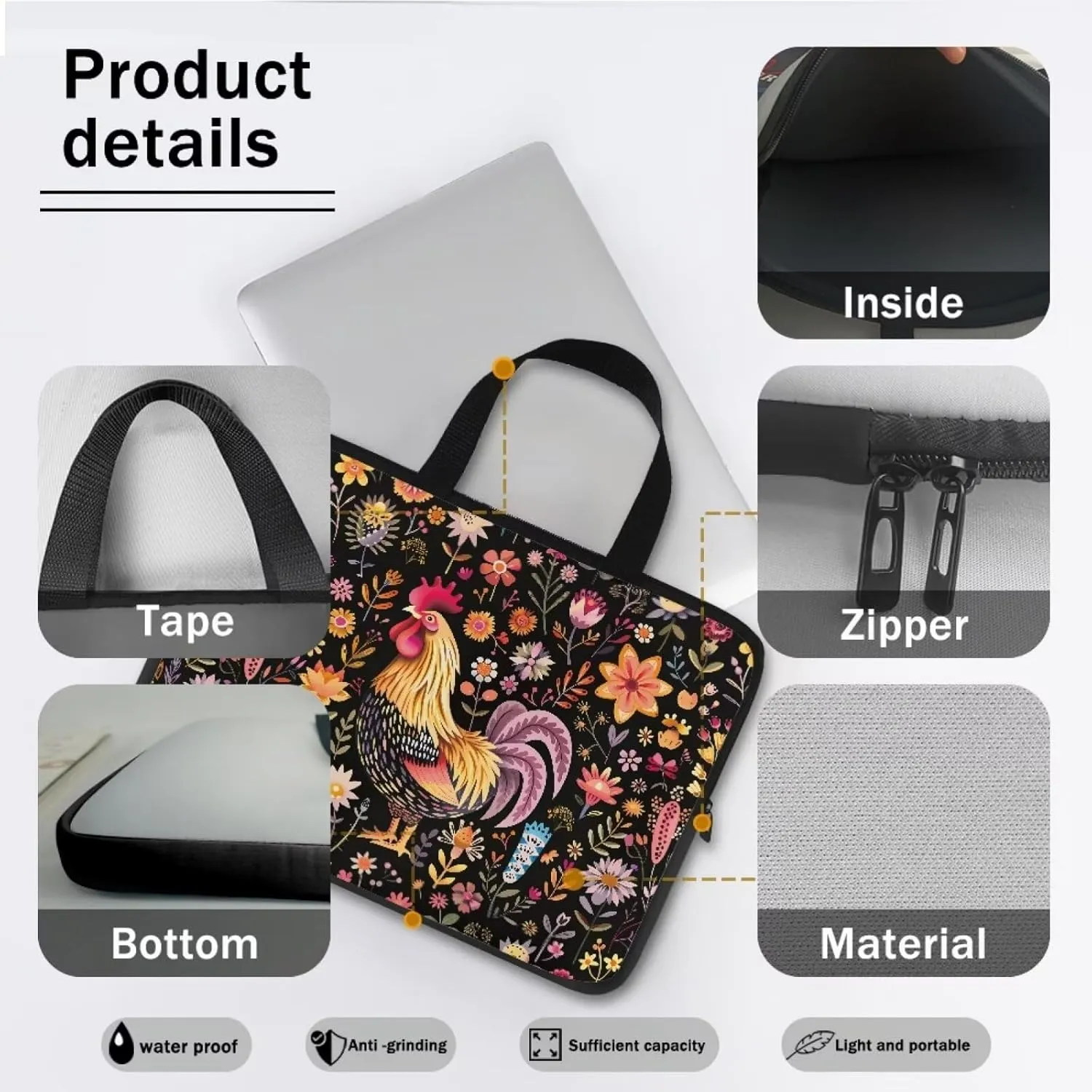 Laptop Sleeve Case for Women Slim & Water-Resistant Laptop Cover Bag