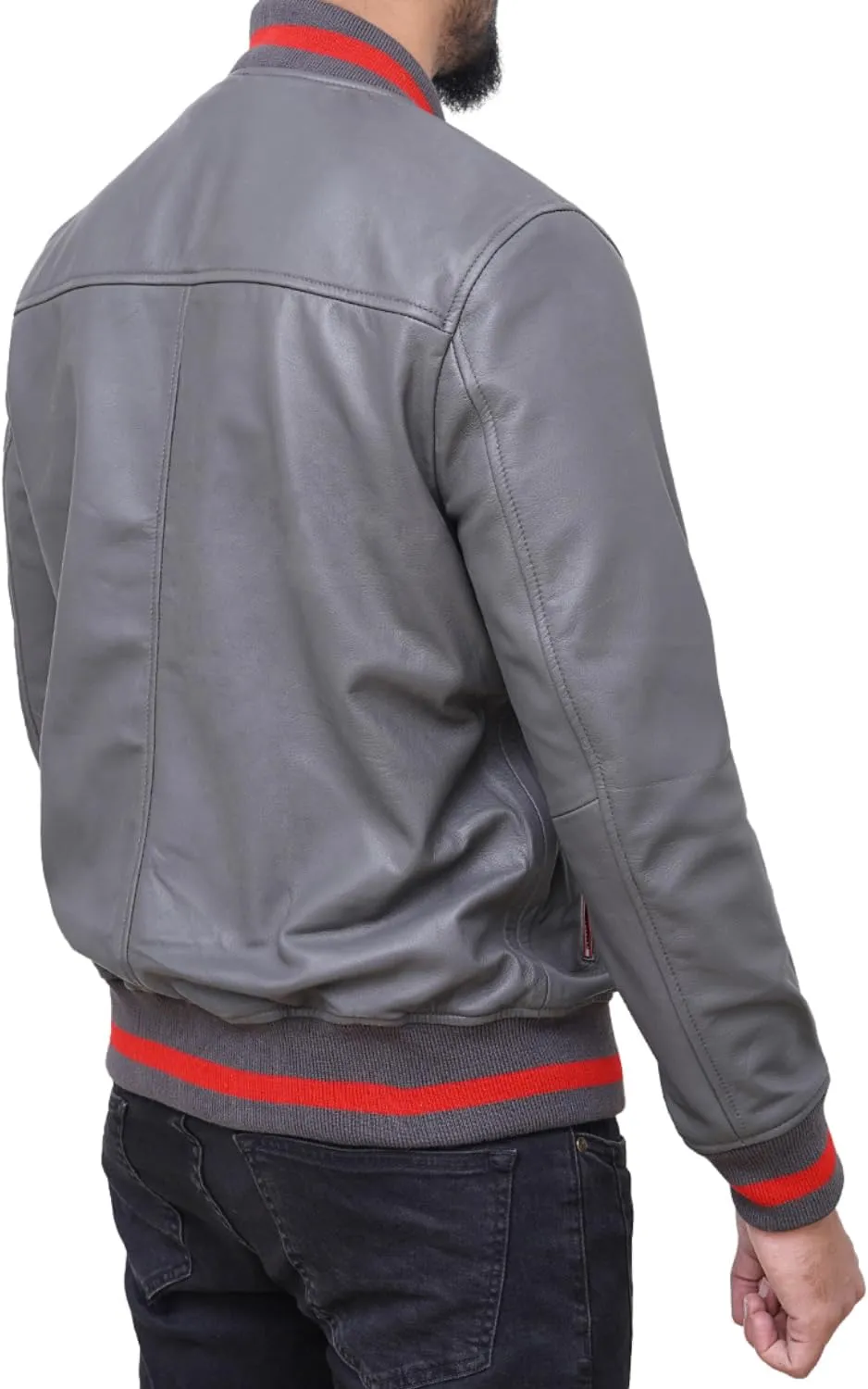 Leather Jacket For Men | Genuine Leather Handmade Motorcycle Jacket Contrast Stripes Viscose Lining Moto Style