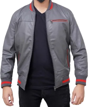 Leather Jacket For Men | Genuine Leather Handmade Motorcycle Jacket Contrast Stripes Viscose Lining Moto Style