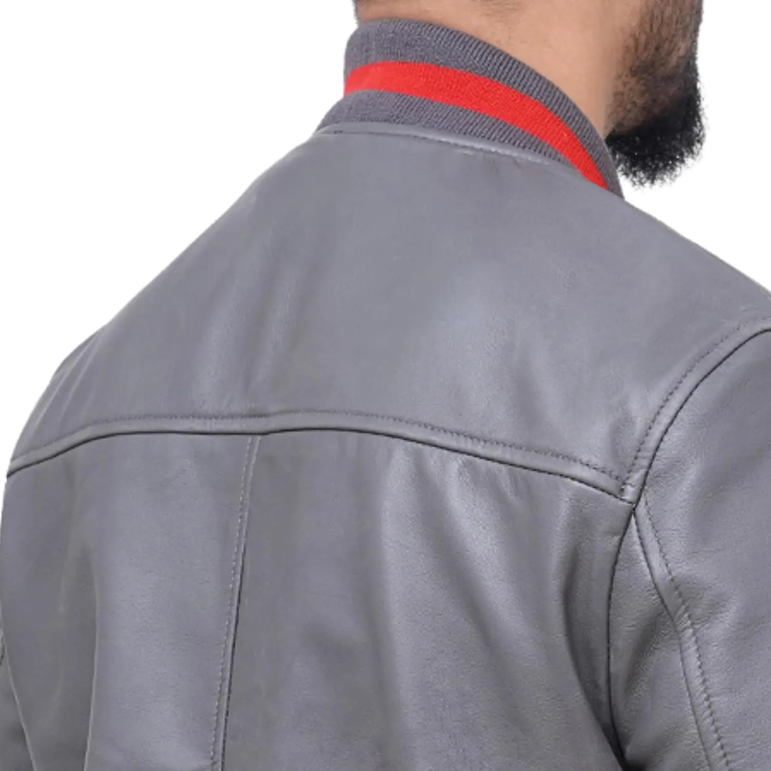 Leather Jacket For Men | Genuine Leather Handmade Motorcycle Jacket Contrast Stripes Viscose Lining Moto Style