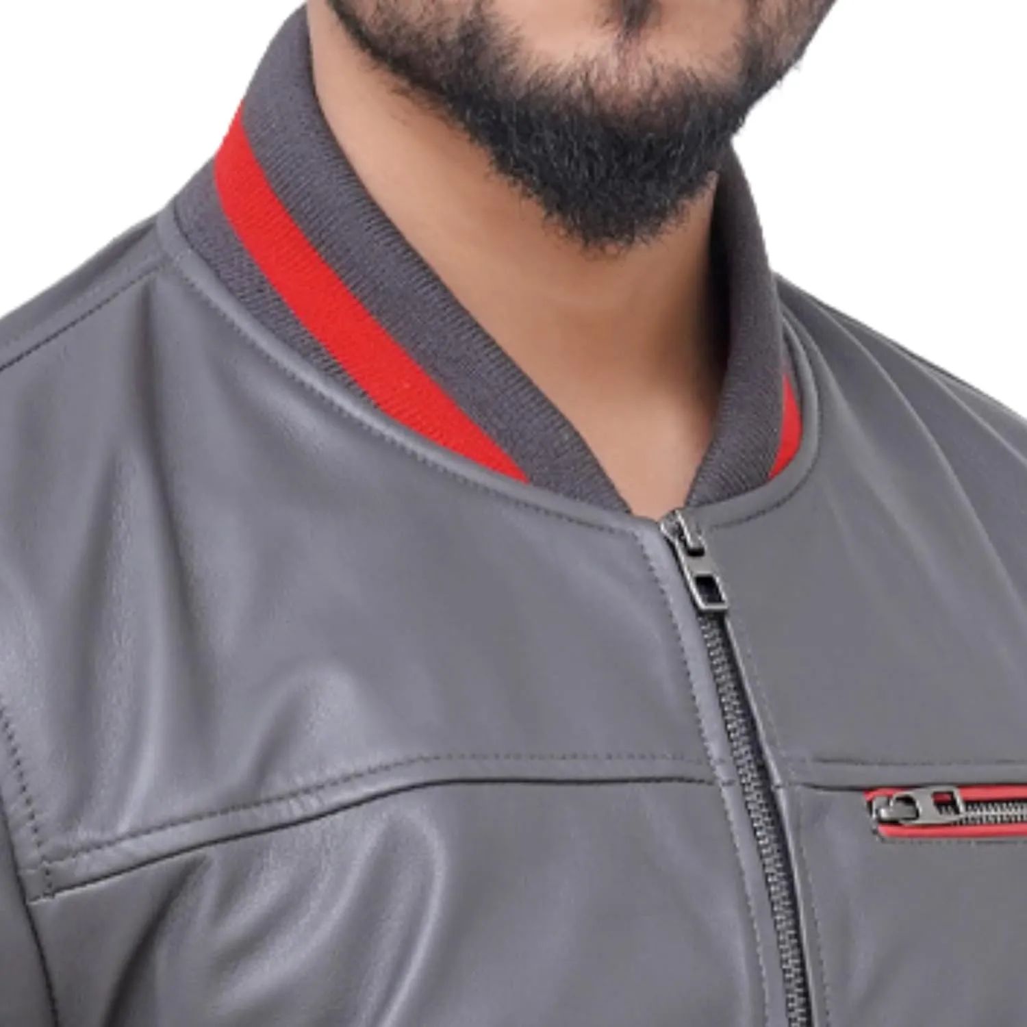 Leather Jacket For Men | Genuine Leather Handmade Motorcycle Jacket Contrast Stripes Viscose Lining Moto Style