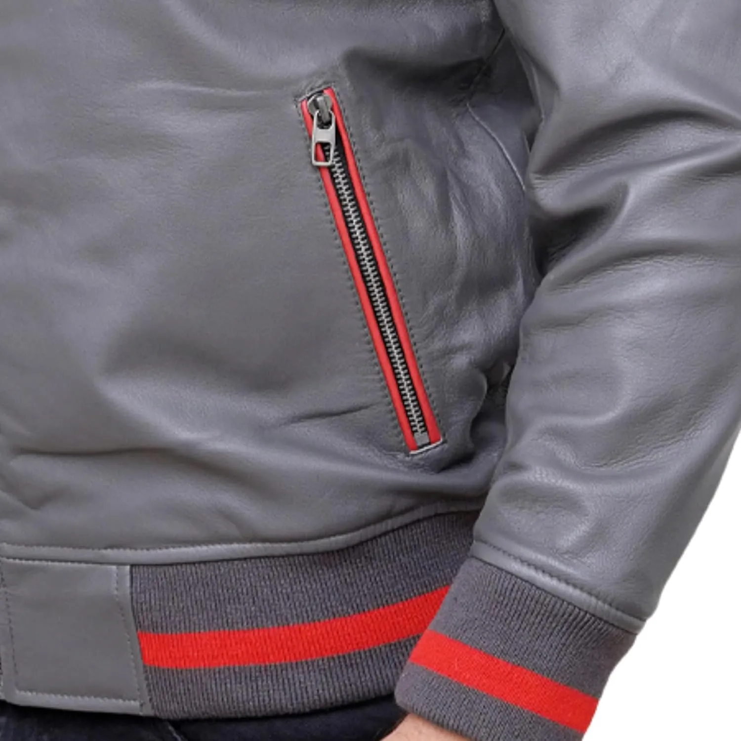 Leather Jacket For Men | Genuine Leather Handmade Motorcycle Jacket Contrast Stripes Viscose Lining Moto Style