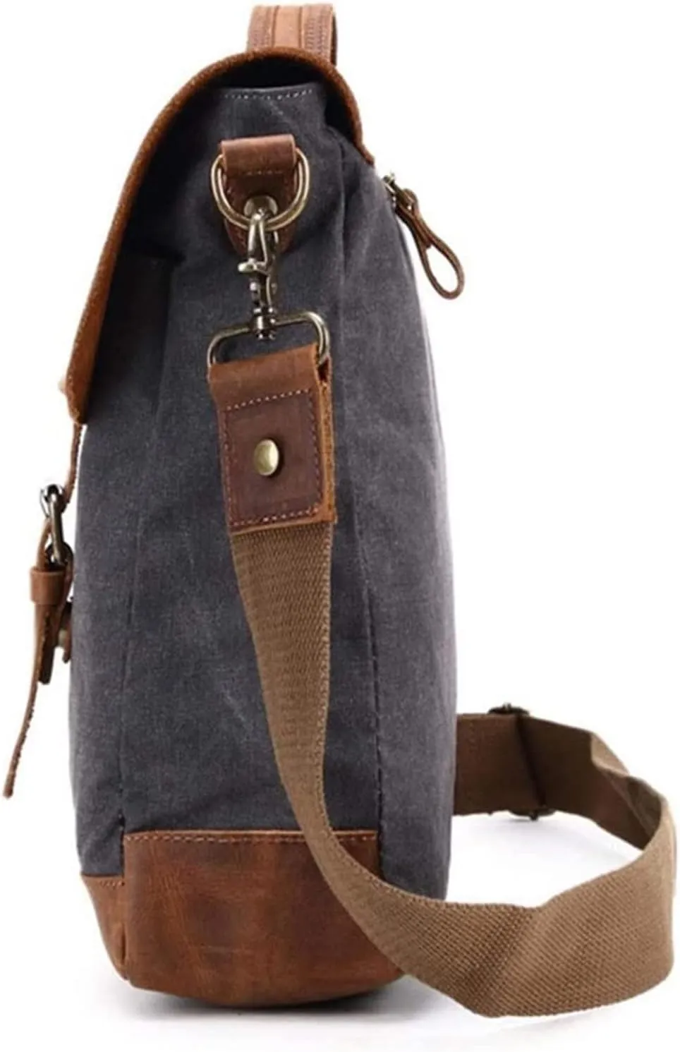 Leather Messenger Bag,Water-Resistant Canvas Satchel Briefcase Padded 14inch Laptop Shoulder Bag