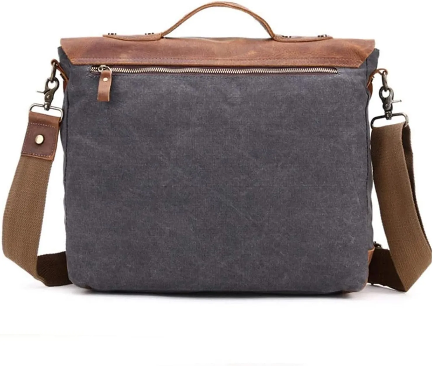 Leather Messenger Bag,Water-Resistant Canvas Satchel Briefcase Padded 14inch Laptop Shoulder Bag