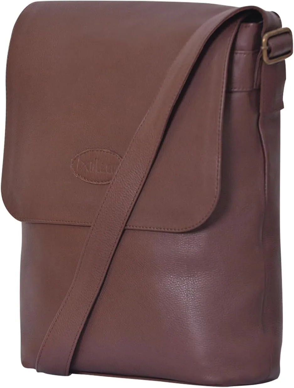 Leather Saddle Crossbody Bag Semi-Vegetable Cow Skin Leather, Magnetic Closure, Multiple Pockets, Crossbody Design