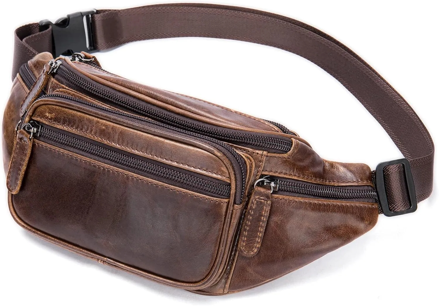 Leather Waist Pack Organizer with Adjustable Belt, Multiple Pockets Waist Pack, Card Slots (Color : Brown-A)