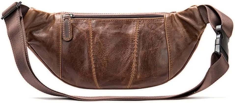 Leather Waist Pack Organizer with Adjustable Belt, Multiple Pockets Waist Pack, Card Slots (Color : Brown-A)