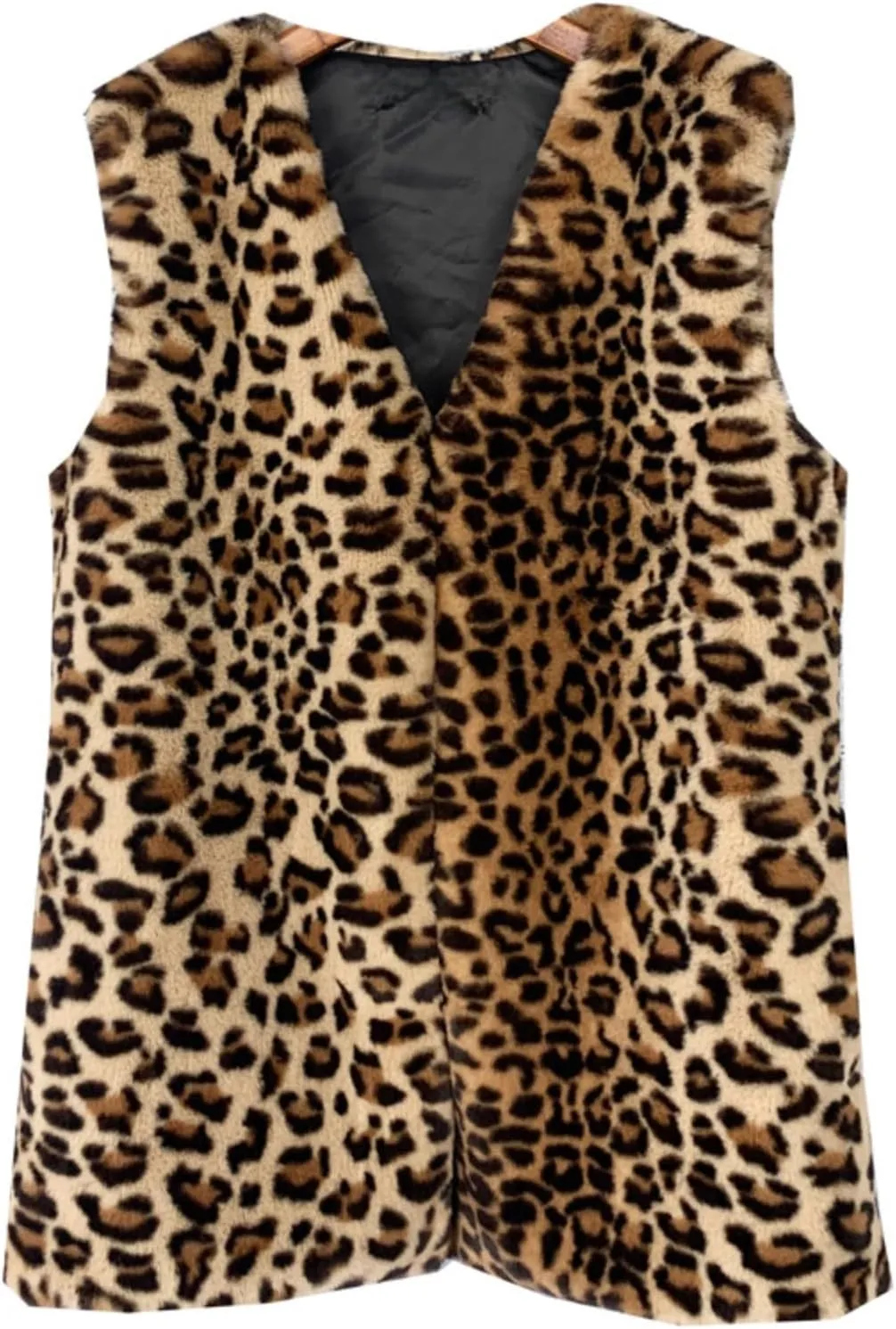 Leopard Print Fleece Vest Women Faux Fur Vest Coat Cheetah Casual Sleeveless Jacket Y2k Fall Winter Outerwear