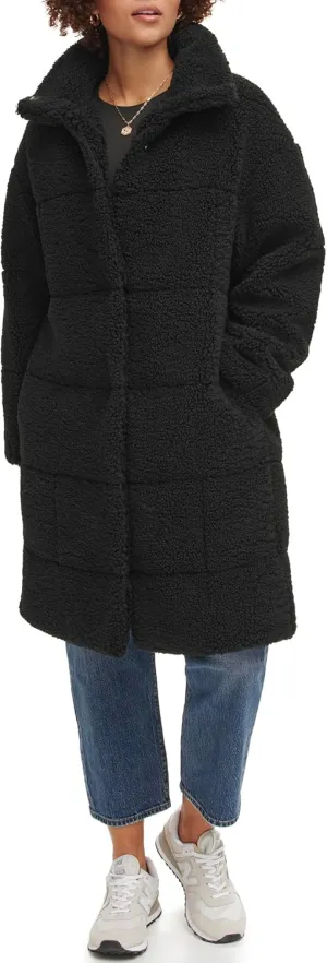 Levi's womens Long Length Patchwork Quilted Teddy Coat
