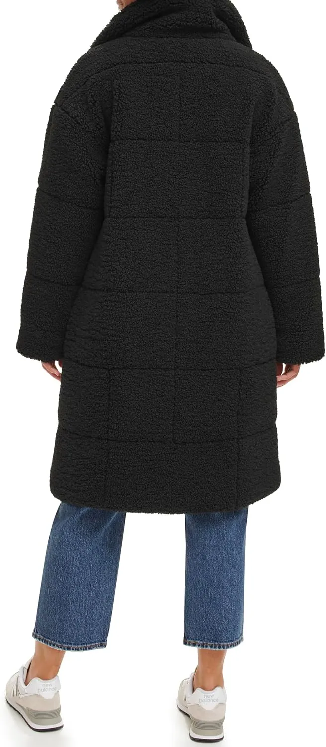 Levi's womens Long Length Patchwork Quilted Teddy Coat