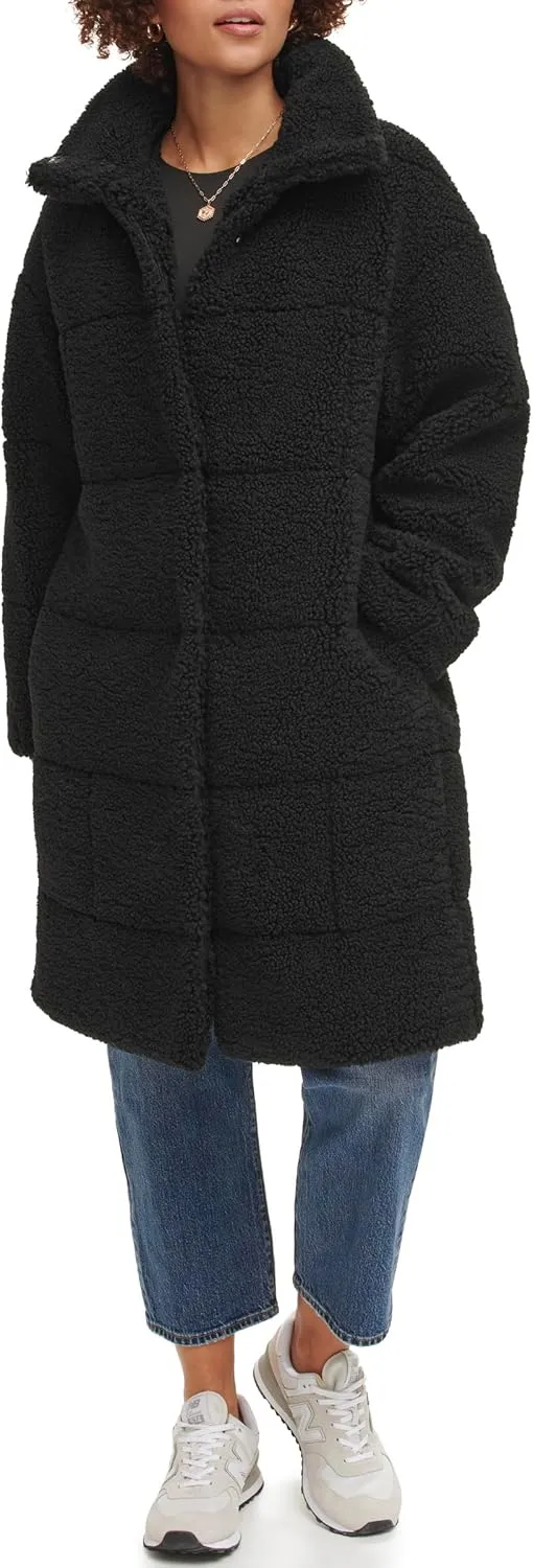 Levi's womens Long Length Patchwork Quilted Teddy Coat