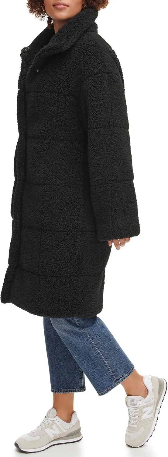 Levi's womens Long Length Patchwork Quilted Teddy Coat
