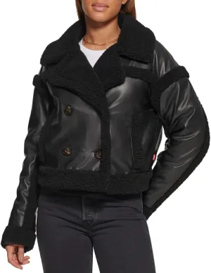 Levi's Women's Sherpa Lined Cropped Moto Jacket