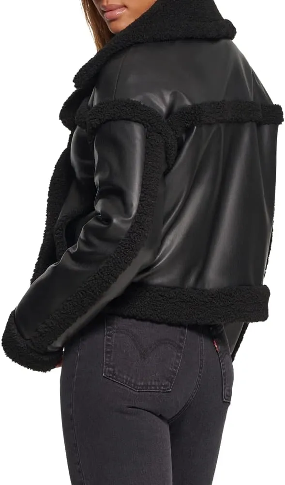 Levi's Women's Sherpa Lined Cropped Moto Jacket
