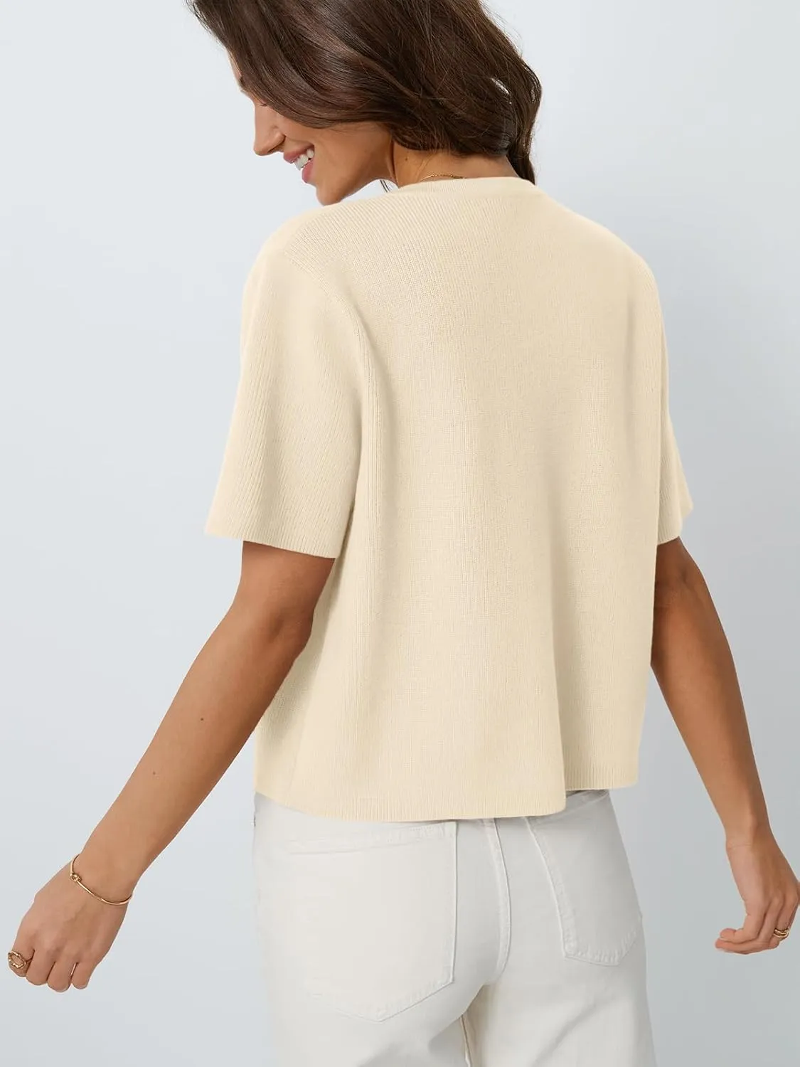 LILLUSORY Short Sleeve Cardigan Sweaters for Women 2025 Summer Cropped Button Up Sweater Tops Casual Shirt Y2K Outfits