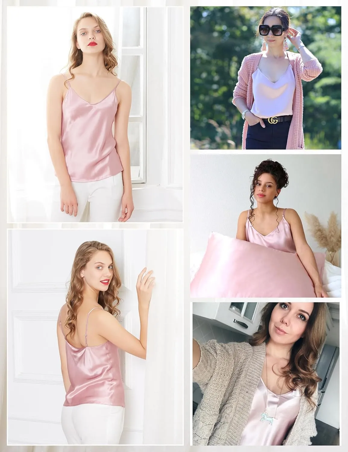 LilySilk Womens Silk Camisole 100% 19MM Mulberry Silk Basic Tank Tops Summer Casual Classic Top Loose