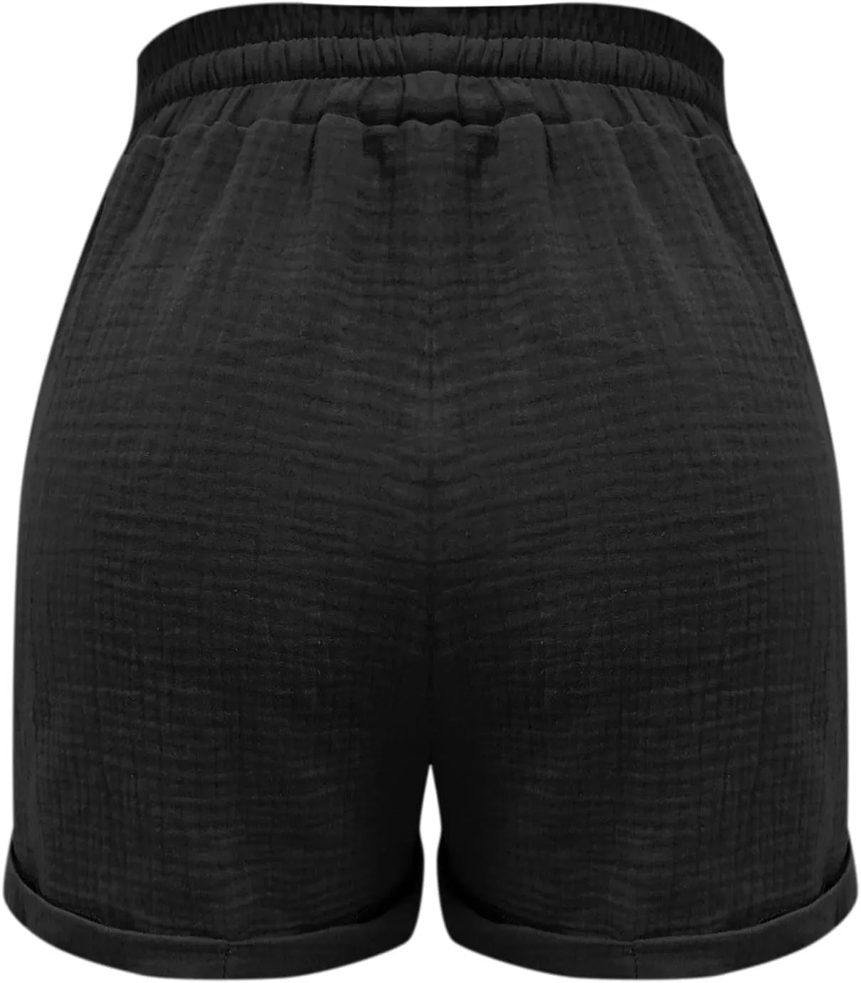Linen Shorts for Women Elastic Waist Drawstring Shorts Summer Casual Lightweight Lounge Beach Shorts with Pockets