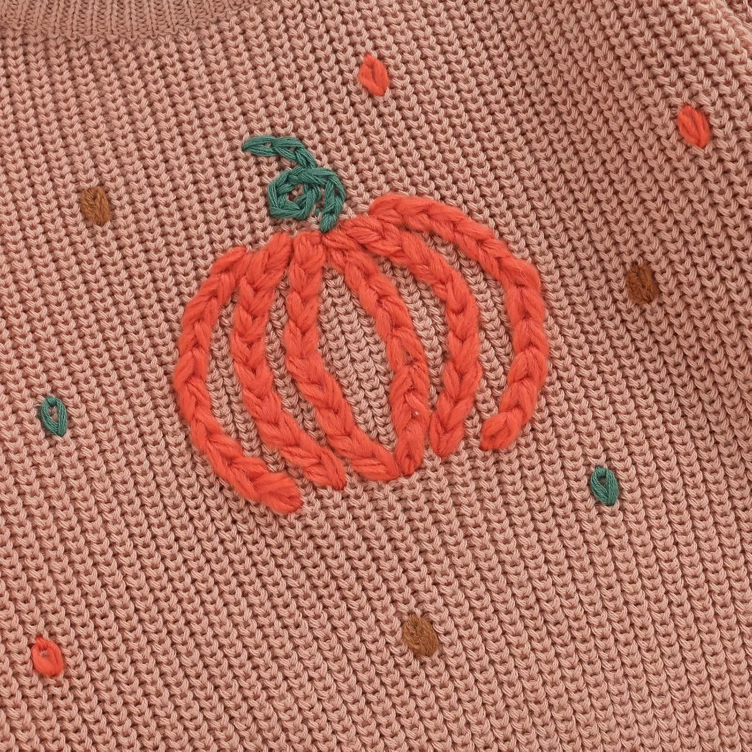 Little Kids Halloween Sweater Pumpkin/Ghost Embroidery Sweater Chunky Long Sleeve Pullover Sweater Warm Knit Top
