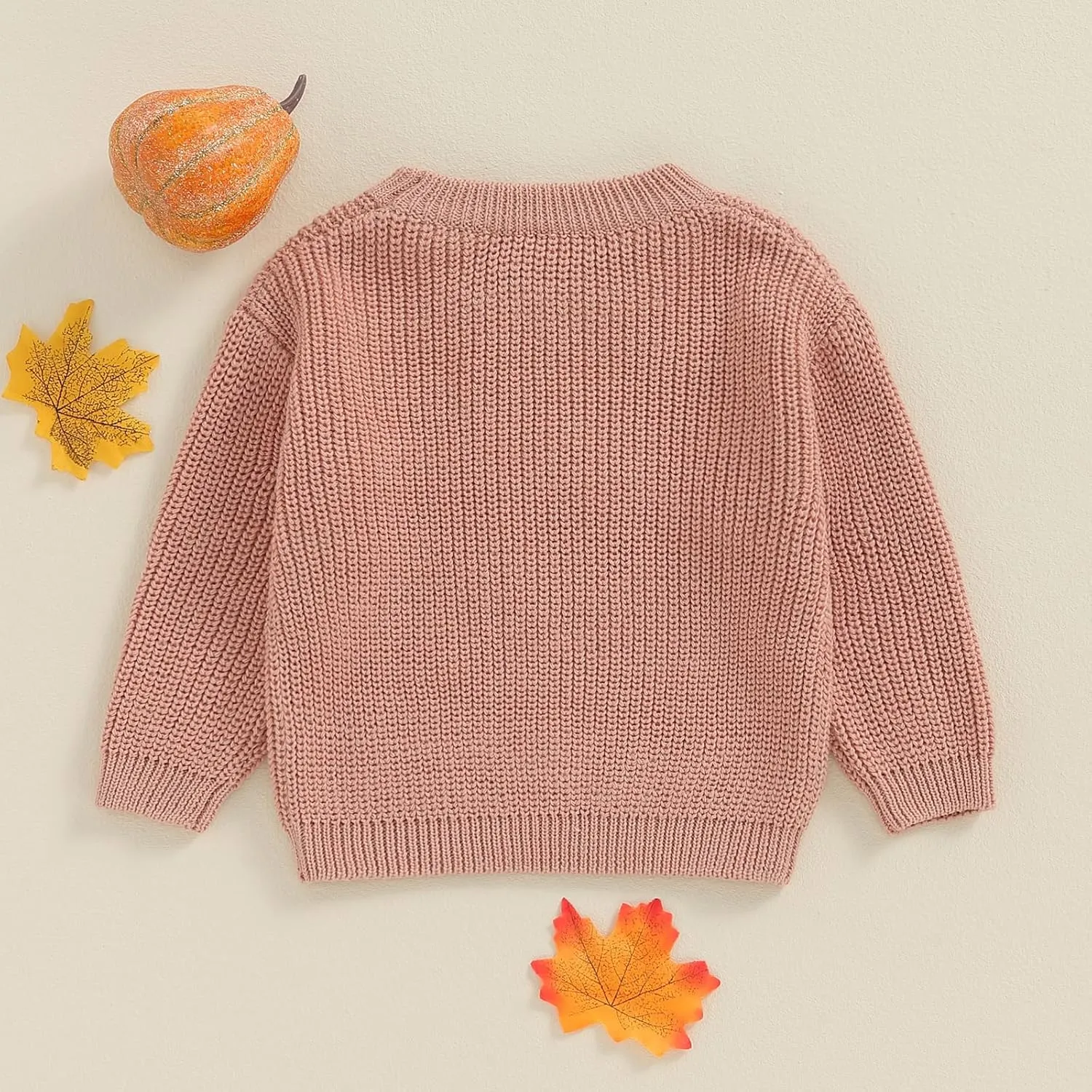 Little Kids Halloween Sweater Pumpkin/Ghost Embroidery Sweater Chunky Long Sleeve Pullover Sweater Warm Knit Top