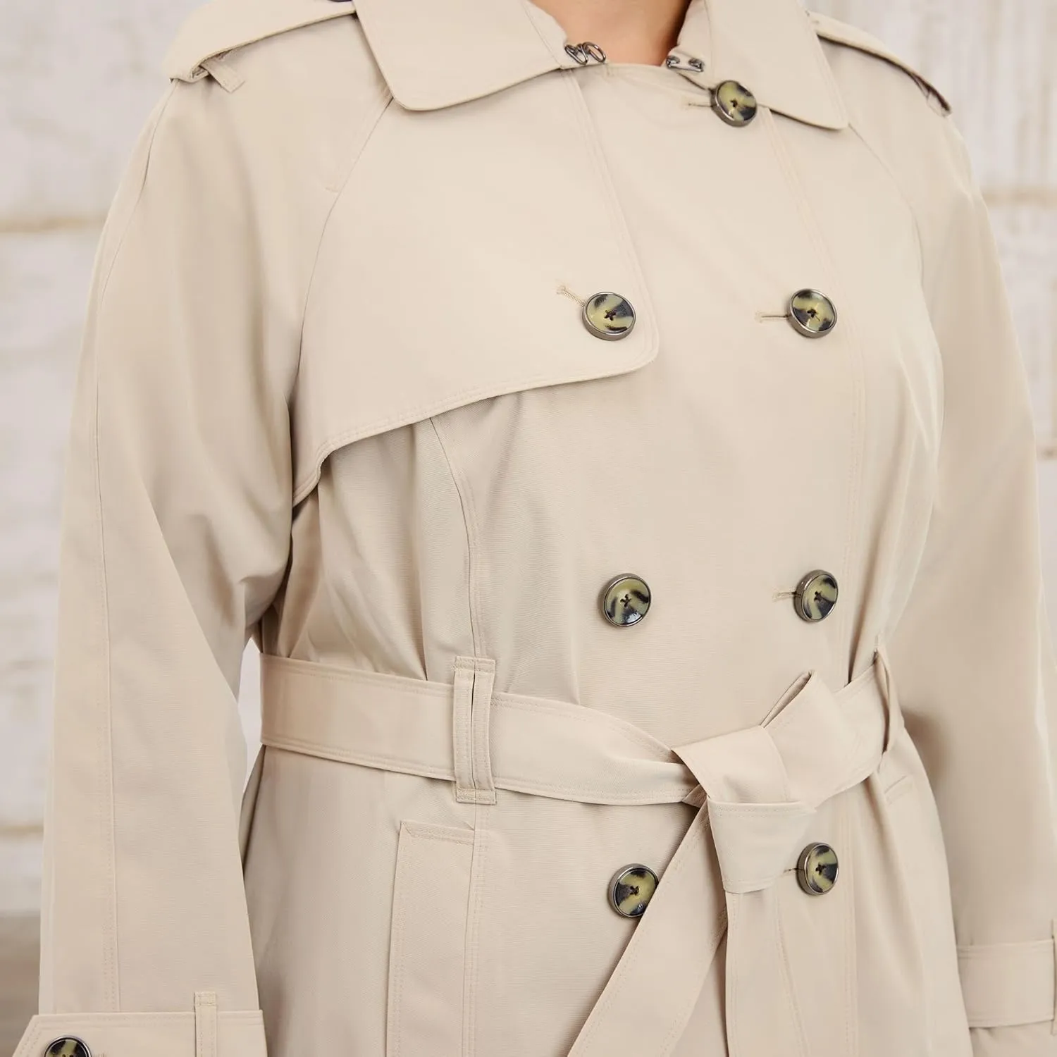 London Fog Women's 3/4 Length Double-Breasted Trench Coat with Belt