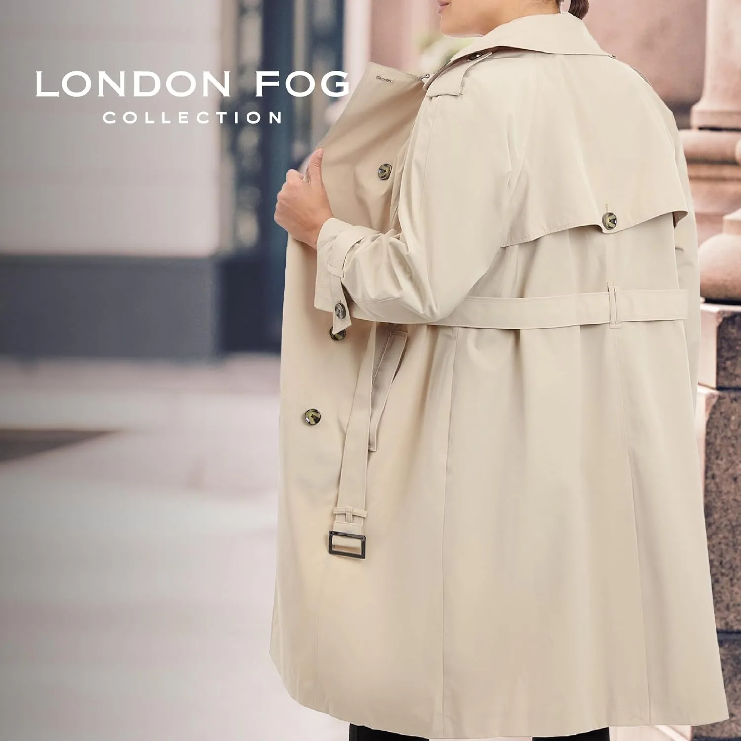 London Fog Women's 3/4 Length Double-Breasted Trench Coat with Belt
