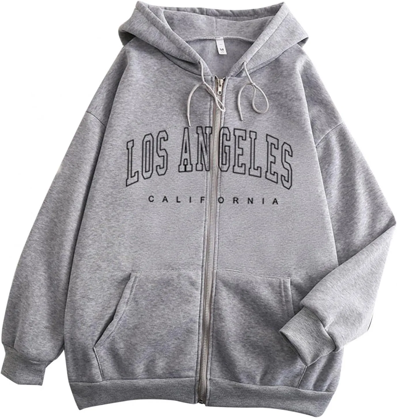 Los Angeles California - Vintage Lightweight Hoodies for Women Full Zip Up Long Sleeve Hooded Sweatshirt Coat Tunic