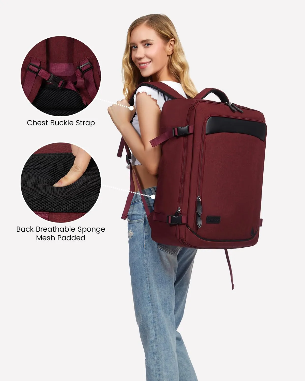 LOVEVOOK Carry on Backpack, 45L Large Travel Backpack for Women Men Airline Approved, Expandable Large Suitcase Backpacks With 4 Packing Cubes, Aer Travel Pack 3, Water Resistant Weekender Bag