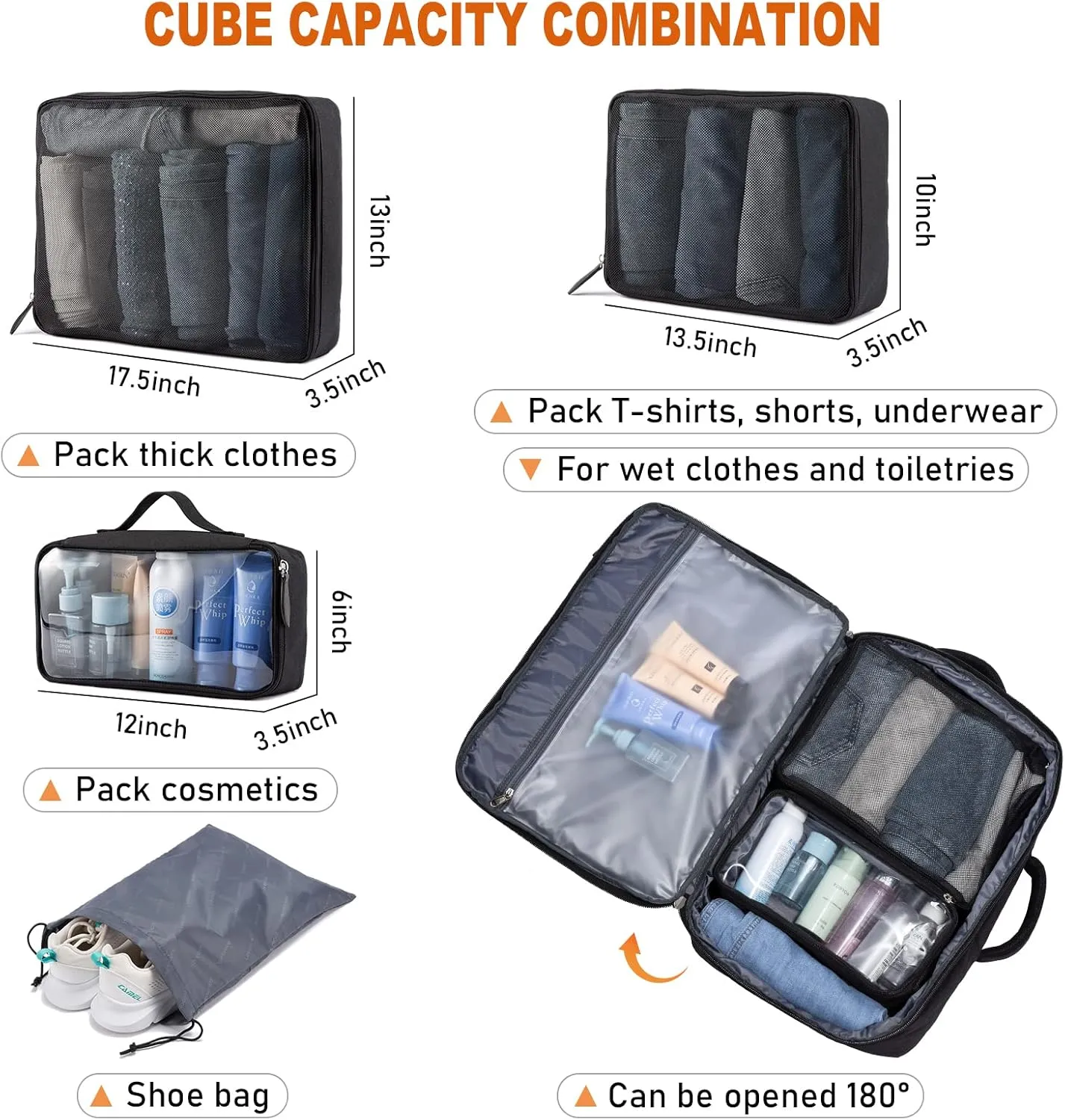 LOVEVOOK Carry on Backpack, 45L Travel Backpack for Women Men Airline Approved, Expandable Large Suitcase Backpacks With 4 Packing Cubes, Aer Travel Pack 3, Water Resistant Weekender Bag