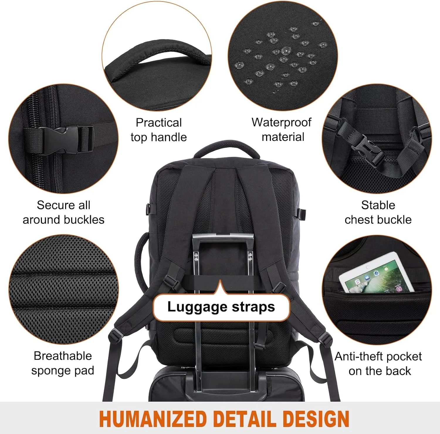 LOVEVOOK Carry on Backpack, 45L Travel Backpack for Women Men Airline Approved, Expandable Large Suitcase Backpacks With 4 Packing Cubes, Aer Travel Pack 3, Water Resistant Weekender Bag