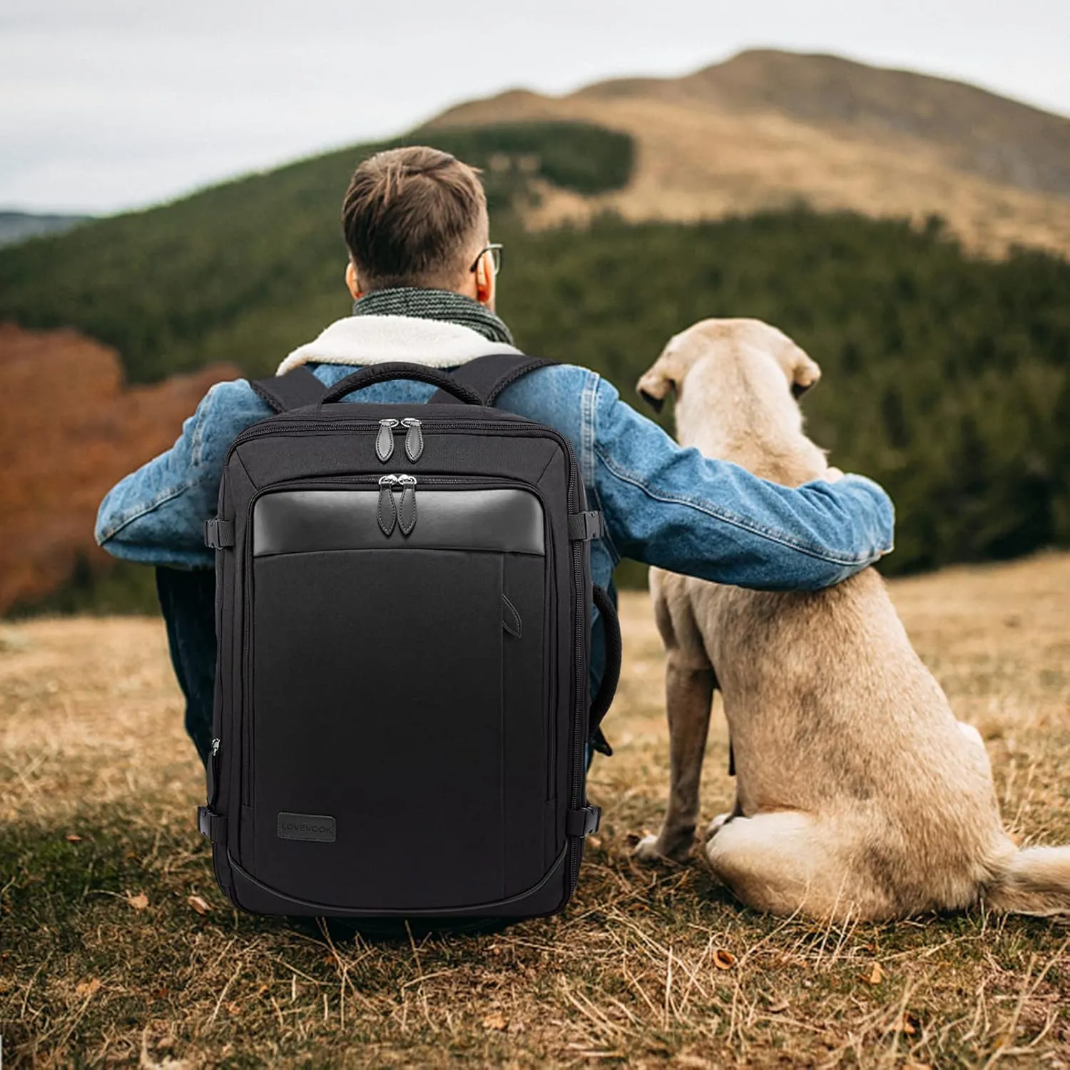 LOVEVOOK Carry on Backpack, 45L Travel Backpack for Women Men Airline Approved, Expandable Large Suitcase Backpacks With 4 Packing Cubes, Aer Travel Pack 3, Water Resistant Weekender Bag