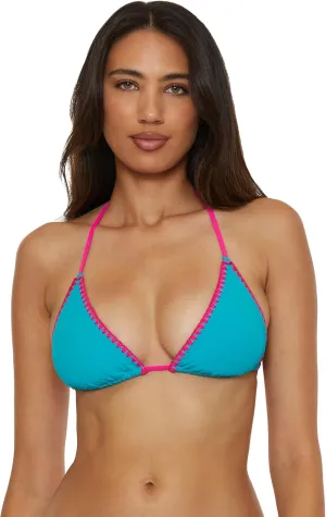 Lucky Brand Women's Marbella Triangle Bikini Top, Adjustable, Tie Back, Swimwear Separates