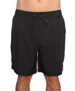 M-SOL-BLK - Wholesale Men's Black Swim Trunks in 4-way Stretch, Quick Dry Material
