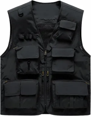 M2C Mens Hooded Mesh Multiple Pockets Traveling Vest
