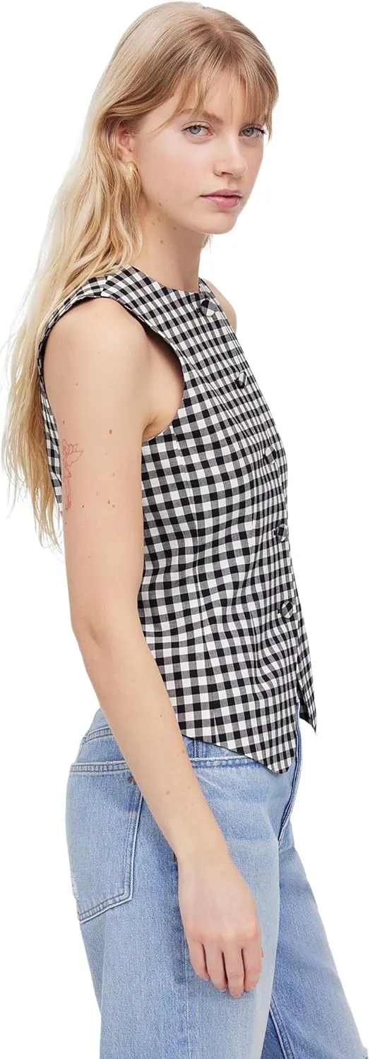 Madewell Women's Bayley Vest-Gingham Suiting