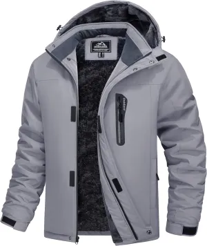 MAGCOMSEN Men's Winter Coats Ski Snow Rain Jackets Water Resistant with Hood Warm Fleece Parka Hiking Fishing Work