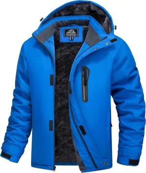 MAGCOMSEN Men's Winter Coats Ski Snow Rain Jackets Water Resistant with Hood Warm Fleece Parka Hiking Fishing Work