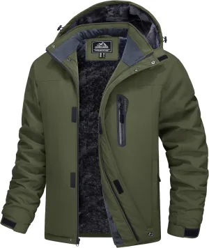 MAGCOMSEN Men's Winter Coats Ski Snow Rain Jackets Water Resistant with Hood Warm Fleece Parka Hiking Fishing Work