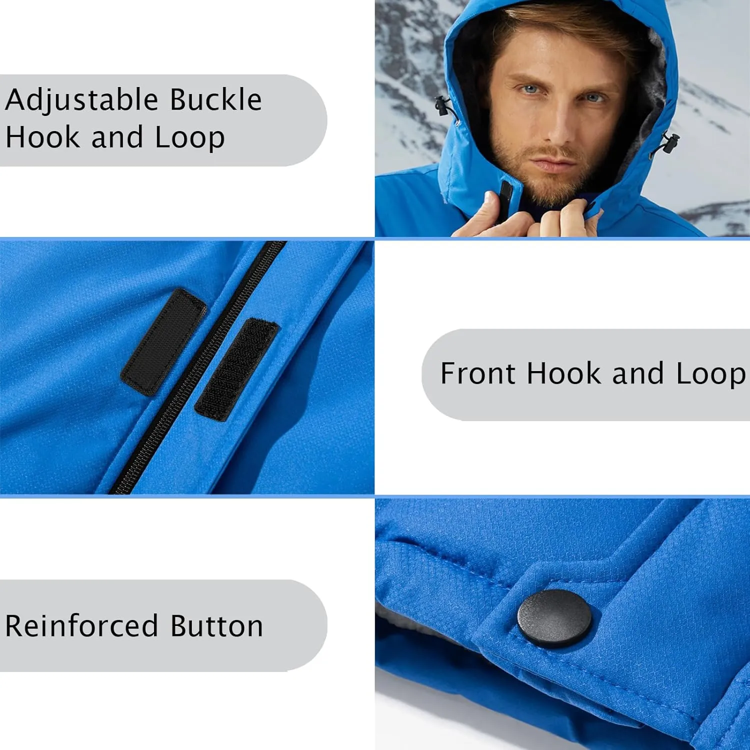 MAGCOMSEN Men's Winter Coats Ski Snow Rain Jackets Water Resistant with Hood Warm Fleece Parka Hiking Fishing Work