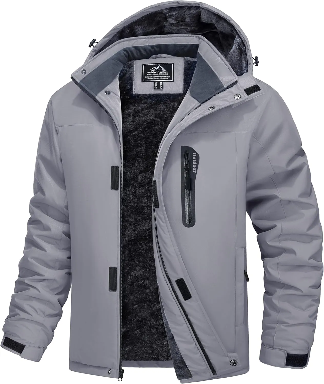 MAGCOMSEN Men's Winter Coats Ski Snow Rain Jackets Water Resistant with Hood Warm Fleece Parka Hiking Fishing Work