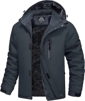 MAGCOMSEN Men's Winter Coats Ski Snow Rain Jackets Water Resistant with Hood Warm Fleece Parka Hiking Fishing Work