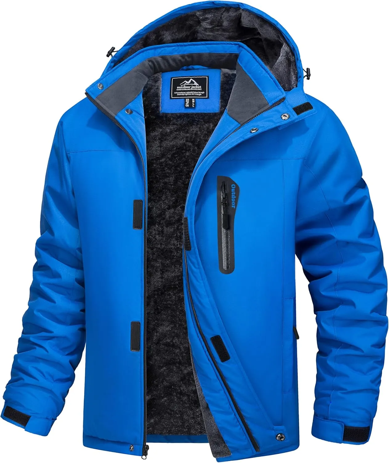 MAGCOMSEN Men's Winter Coats Ski Snow Rain Jackets Water Resistant with Hood Warm Fleece Parka Hiking Fishing Work