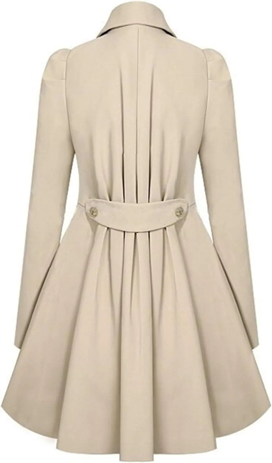 Maiyifu-GJ Womens Mid-length Trench Coat Notch Lapel Double Breasted Dress Overcoat Thicken Wool Coats Jacket with Pocket