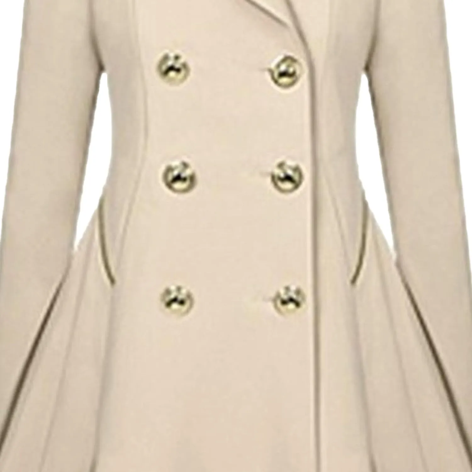 Maiyifu-GJ Womens Mid-length Trench Coat Notch Lapel Double Breasted Dress Overcoat Thicken Wool Coats Jacket with Pocket
