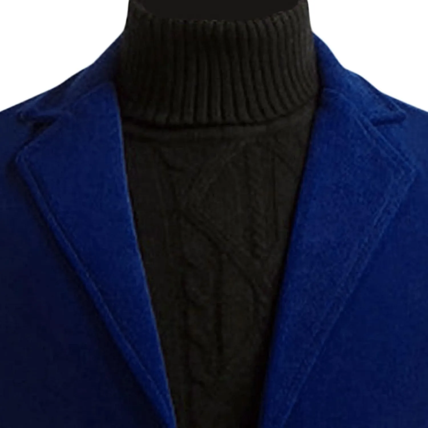 Maiyifu-GJ Wool Blend Trench Coat for Men Casual Business Single Breasted Long Jacket Mid-Length Notched Collar Slim Overcoat