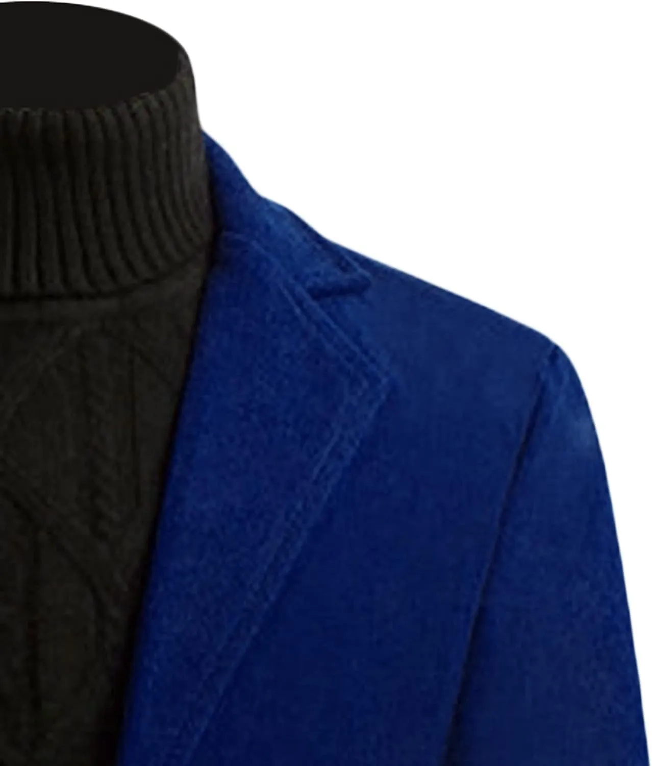 Maiyifu-GJ Wool Blend Trench Coat for Men Casual Business Single Breasted Long Jacket Mid-Length Notched Collar Slim Overcoat