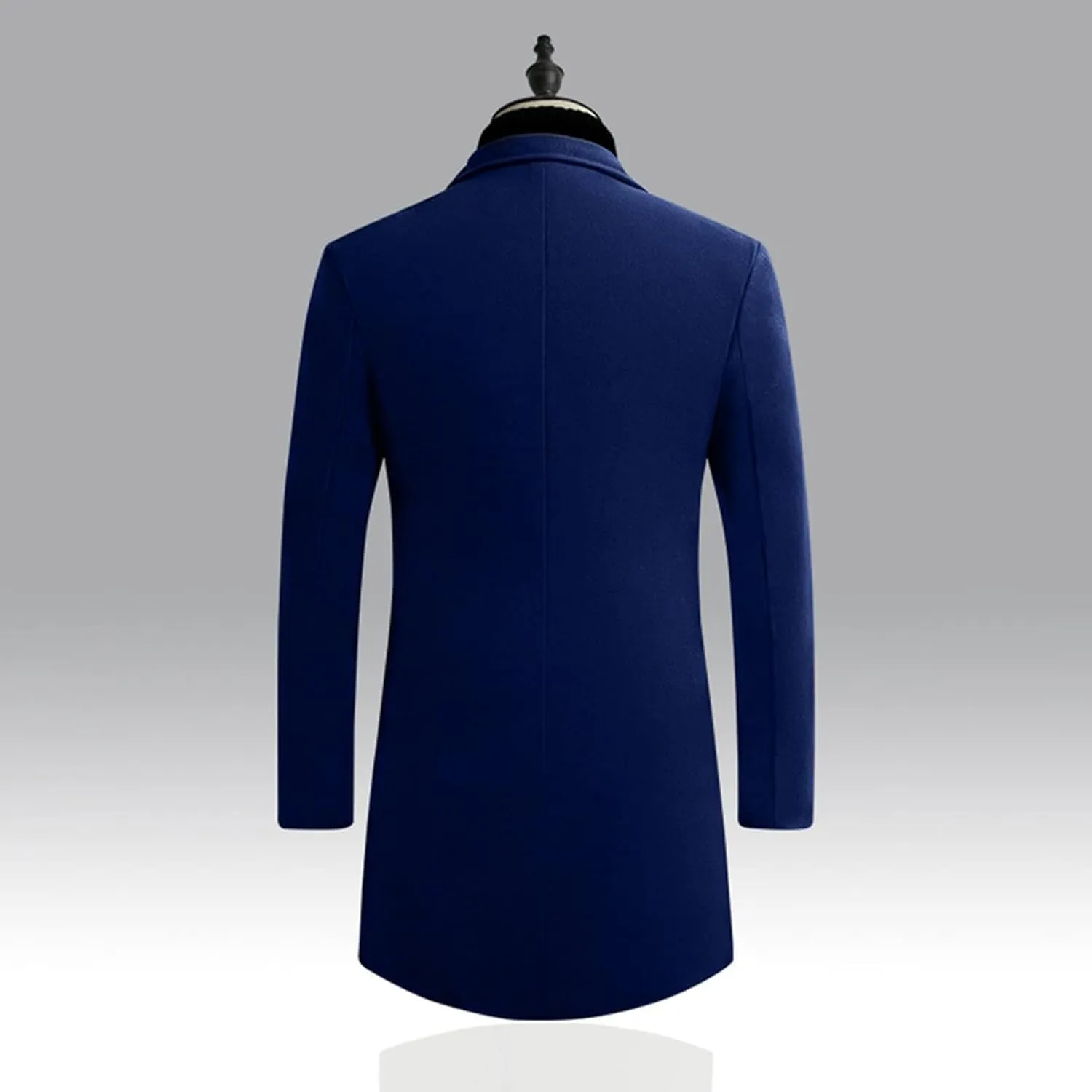 Maiyifu-GJ Wool Blend Trench Coat for Men Casual Business Single Breasted Long Jacket Mid-Length Notched Collar Slim Overcoat