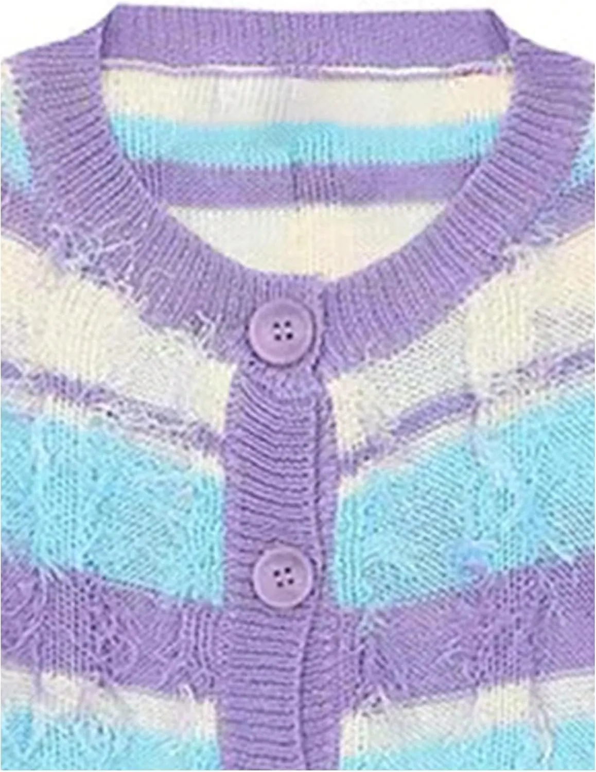 MakeMeChic Women's Striped Button Down Lightweight Cardigan Sweaters Crew Neck Long Sleeve Crop Cute Outerwear