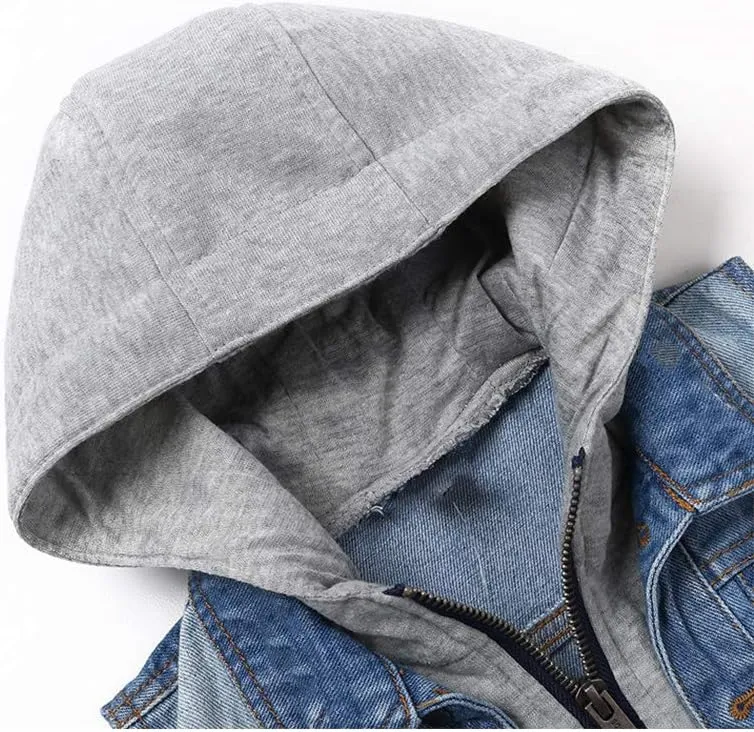 Mallimoda Boys Sleeveless Denim Jacket Girls Jean Vest Hoodies Kids Waistcoat Outerwear