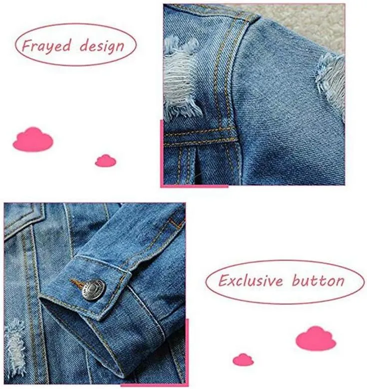 Mallimoda Kids Boys Girls Hooded Denim Jacket Zipper Coat Outerwear