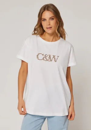 Marlo Tee - White/Hazel Leopard